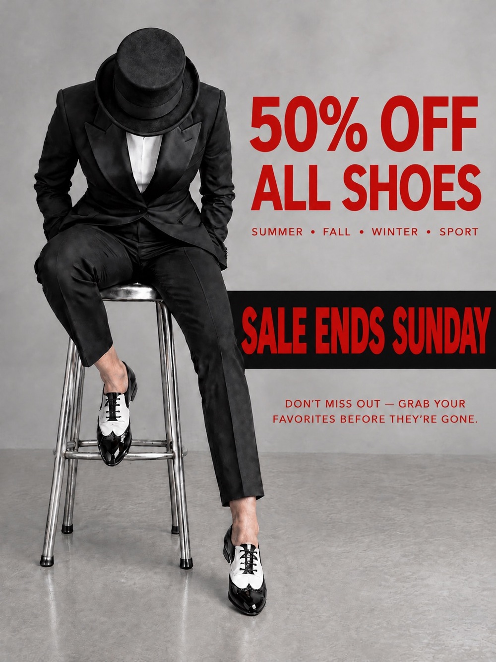 50% off all Men’s ,Women’s & kid shoes